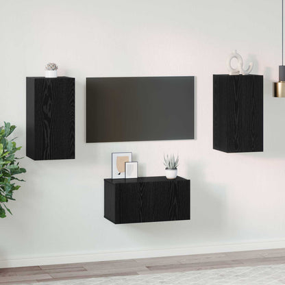 Meuble TV vidaXL 3 pcs aspect chêne noir bois d'ingénierie