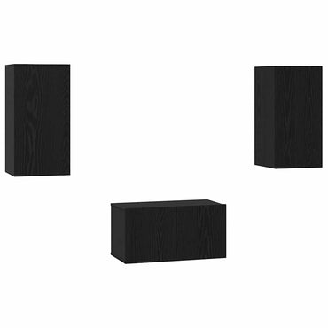 Meuble TV vidaXL 3 pcs aspect chêne noir bois d'ingénierie
