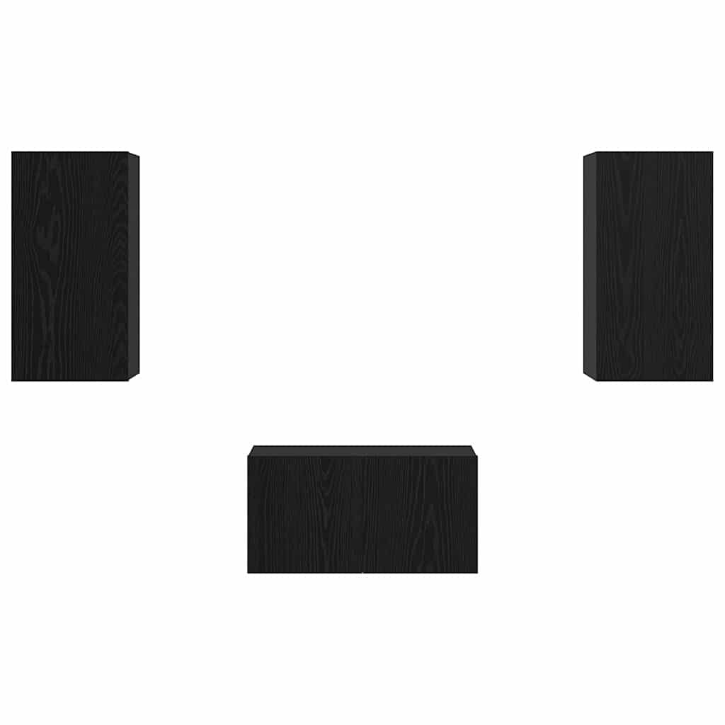 Meuble TV vidaXL 3 pcs aspect chêne noir bois d'ingénierie