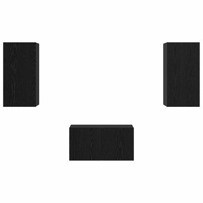 Meuble TV vidaXL 3 pcs aspect chêne noir bois d'ingénierie