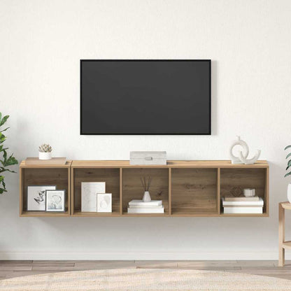 vidaXL TV-Schrank Set Wandmontiert 2 pcs Artisan-Eiche Holzwerkstoff