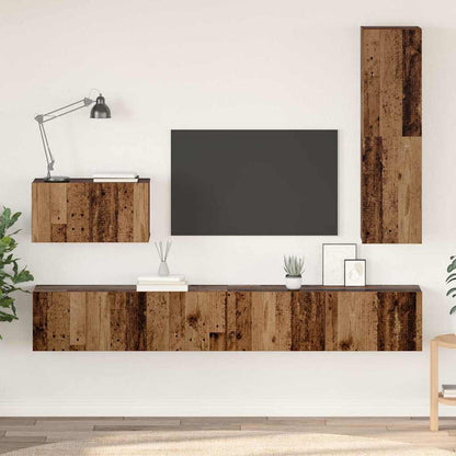 vidaXL Meuble TV mural 4 pcs Montage mural Bois de récupération Bois d'ingénierie