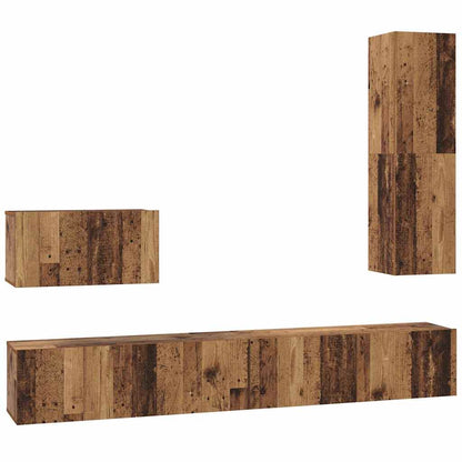 vidaXL Meuble TV mural 4 pcs Montage mural Bois de récupération Bois d'ingénierie