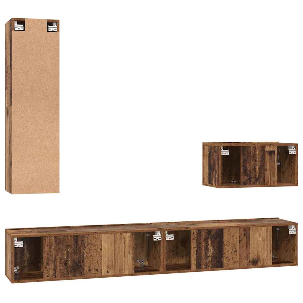 vidaXL Meuble TV mural 4 pcs Montage mural Bois de récupération Bois d'ingénierie