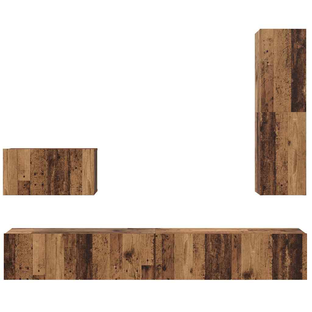vidaXL Meuble TV mural 4 pcs Montage mural Bois de récupération Bois d'ingénierie