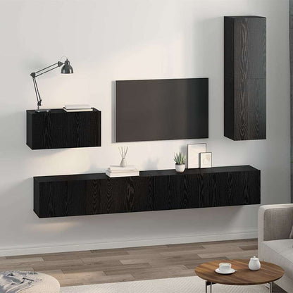 vidaXL Wand-TV-Schrank 4 pcs Schwarz Eichen-Optik Holzwerkstoff
