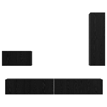 vidaXL Wand-TV-Schrank 4 pcs Schwarz Eichen-Optik Holzwerkstoff