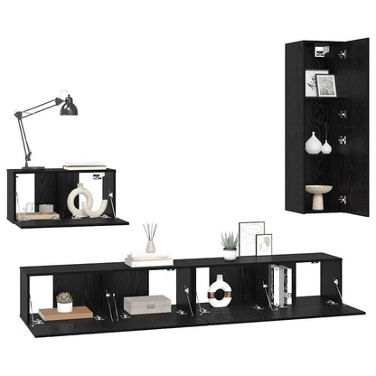 vidaXL Wand-TV-Schrank 4 pcs Schwarz Eichen-Optik Holzwerkstoff