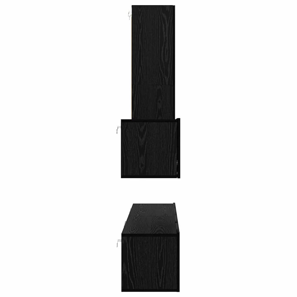 vidaXL Wand-TV-Schrank 4 pcs Schwarz Eichen-Optik Holzwerkstoff