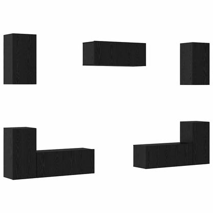 vidaXL TV-Schrankset 7 pcs Schwarz Eichen-Optik Holzwerkstoff