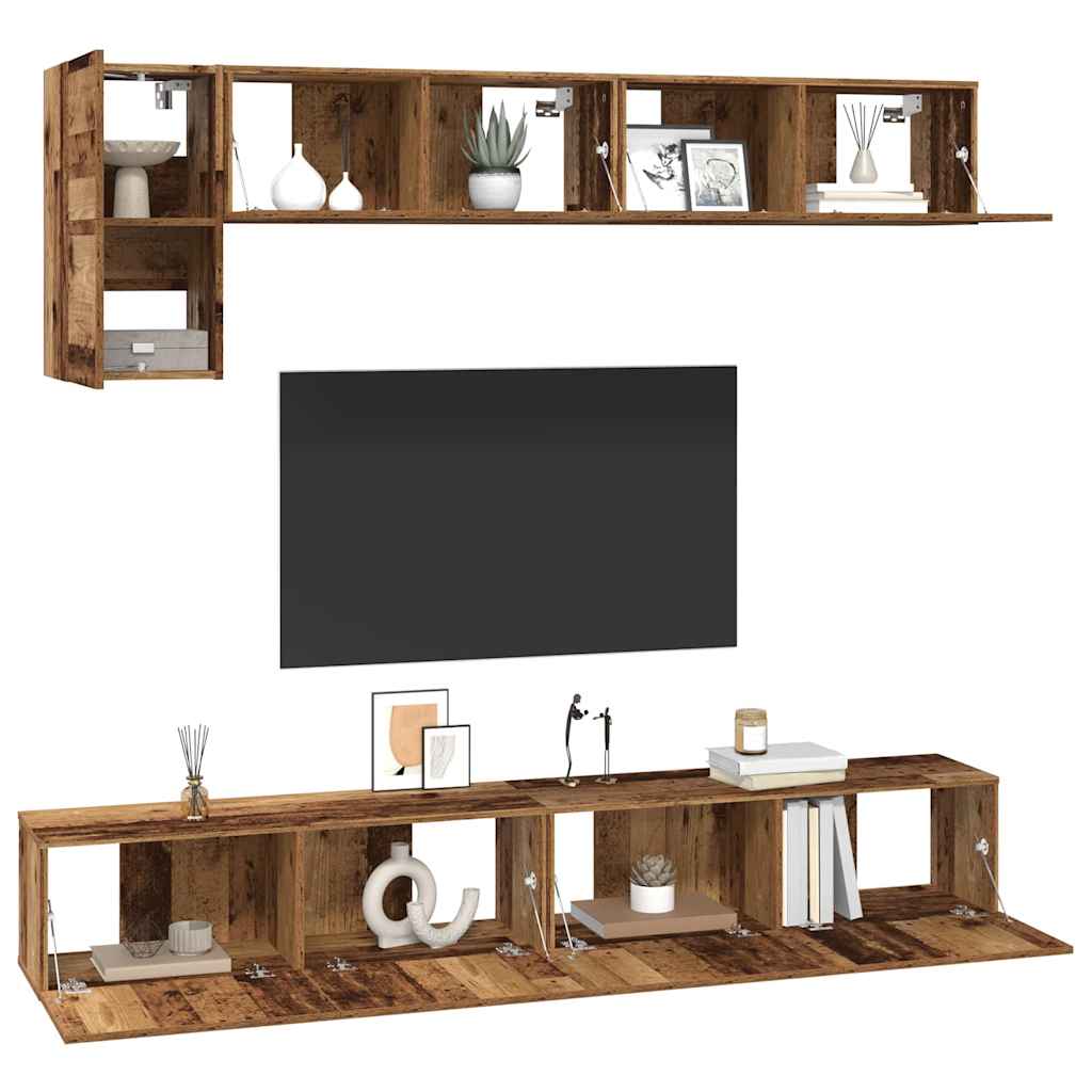 vidaXL Ensemble de meubles TV muraux 5 pcs Bois recyclé d'ingénierie