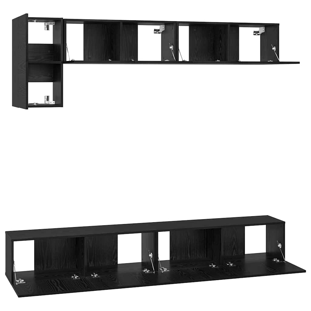 vidaXL TV-Schrankset 5 pcs Schwarz Eichen-Optik Holzwerkstoff