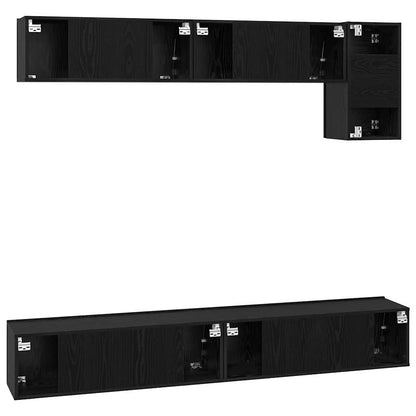 vidaXL TV-Schrankset 5 pcs Schwarz Eichen-Optik Holzwerkstoff