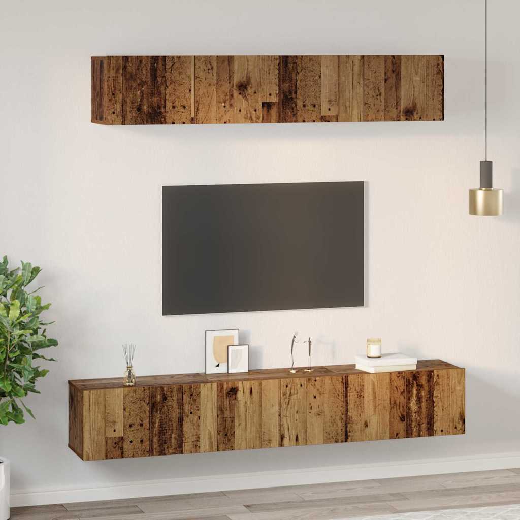 vidaXL Meuble TV mural 5 pcs bois de récupération aggloméré