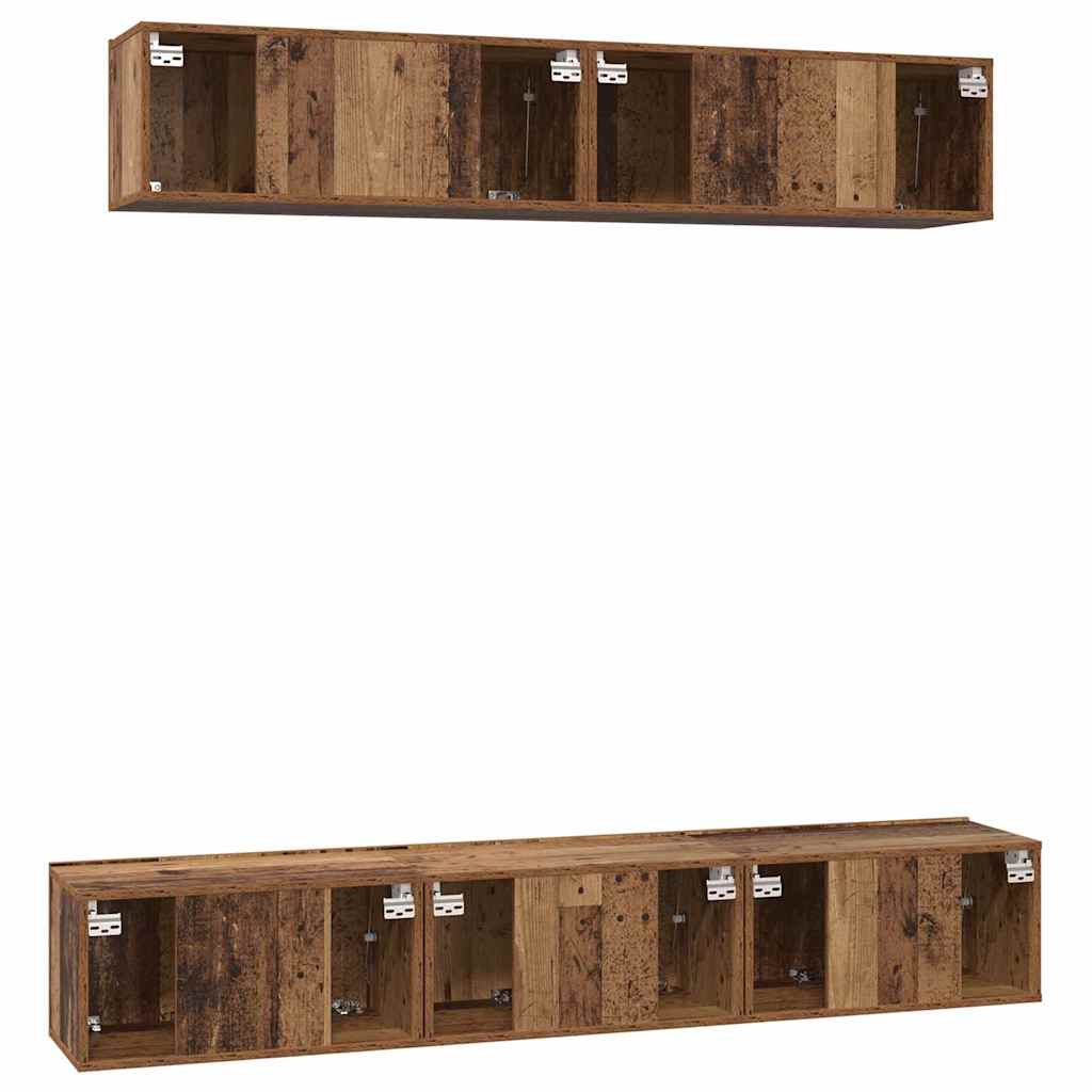 vidaXL Meuble TV mural 5 pcs bois de récupération aggloméré