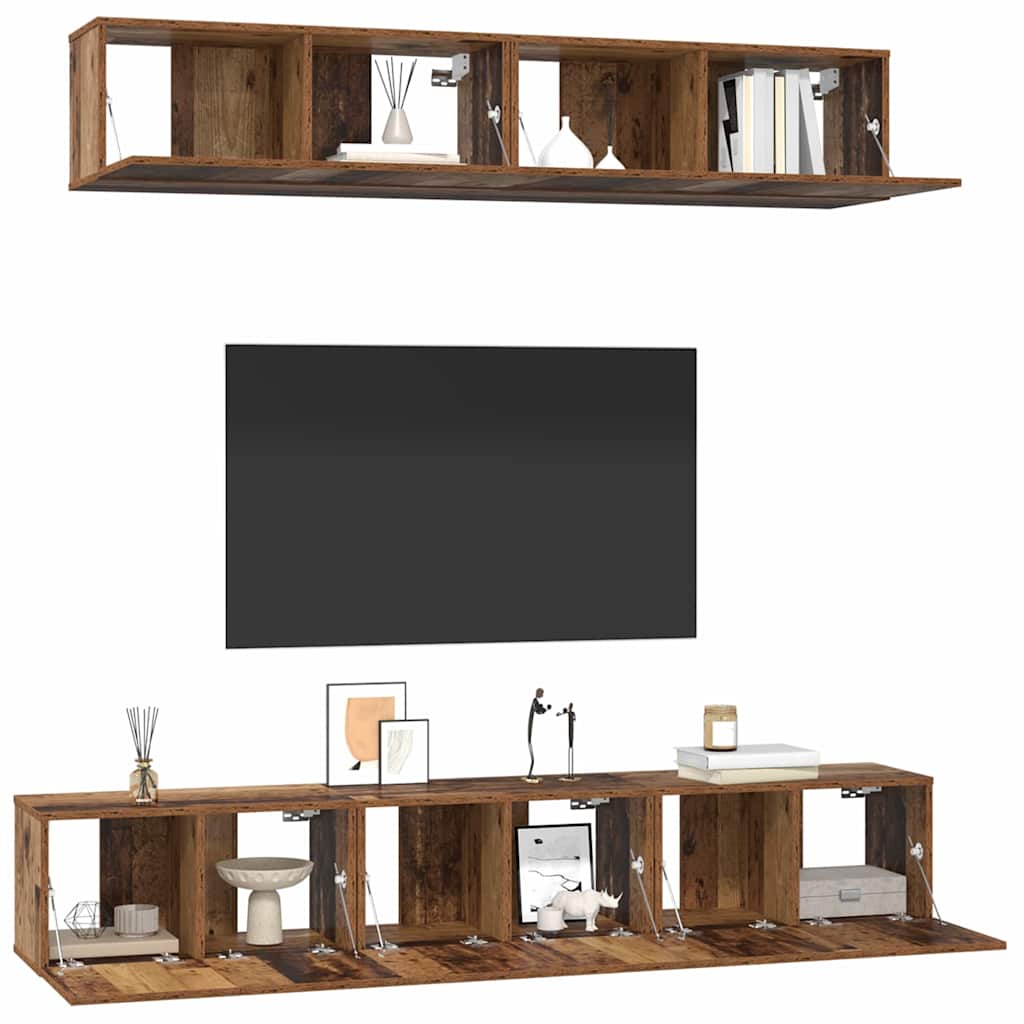 vidaXL Meuble TV mural 5 pcs bois de récupération aggloméré