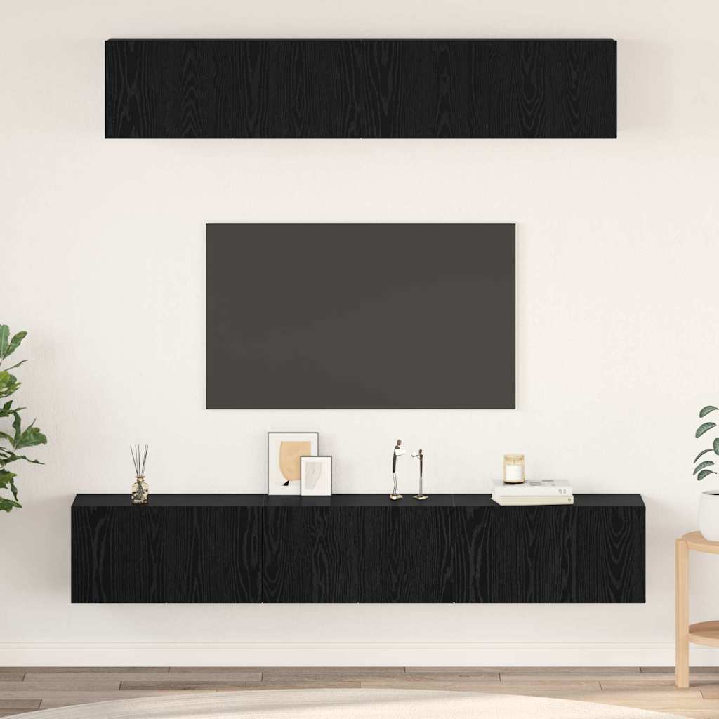 vidaXL TV-Schrankset 5 pcs Schwarz Eichen-Optik Holzwerkstoff