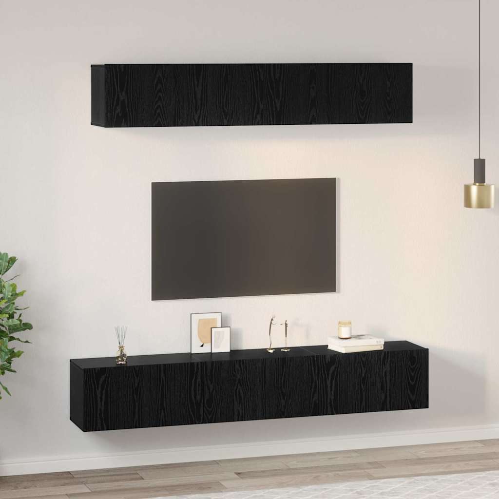 vidaXL TV-Schrankset 5 pcs Schwarz Eichen-Optik Holzwerkstoff