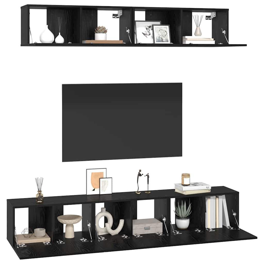 vidaXL TV-Schrankset 5 pcs Schwarz Eichen-Optik Holzwerkstoff