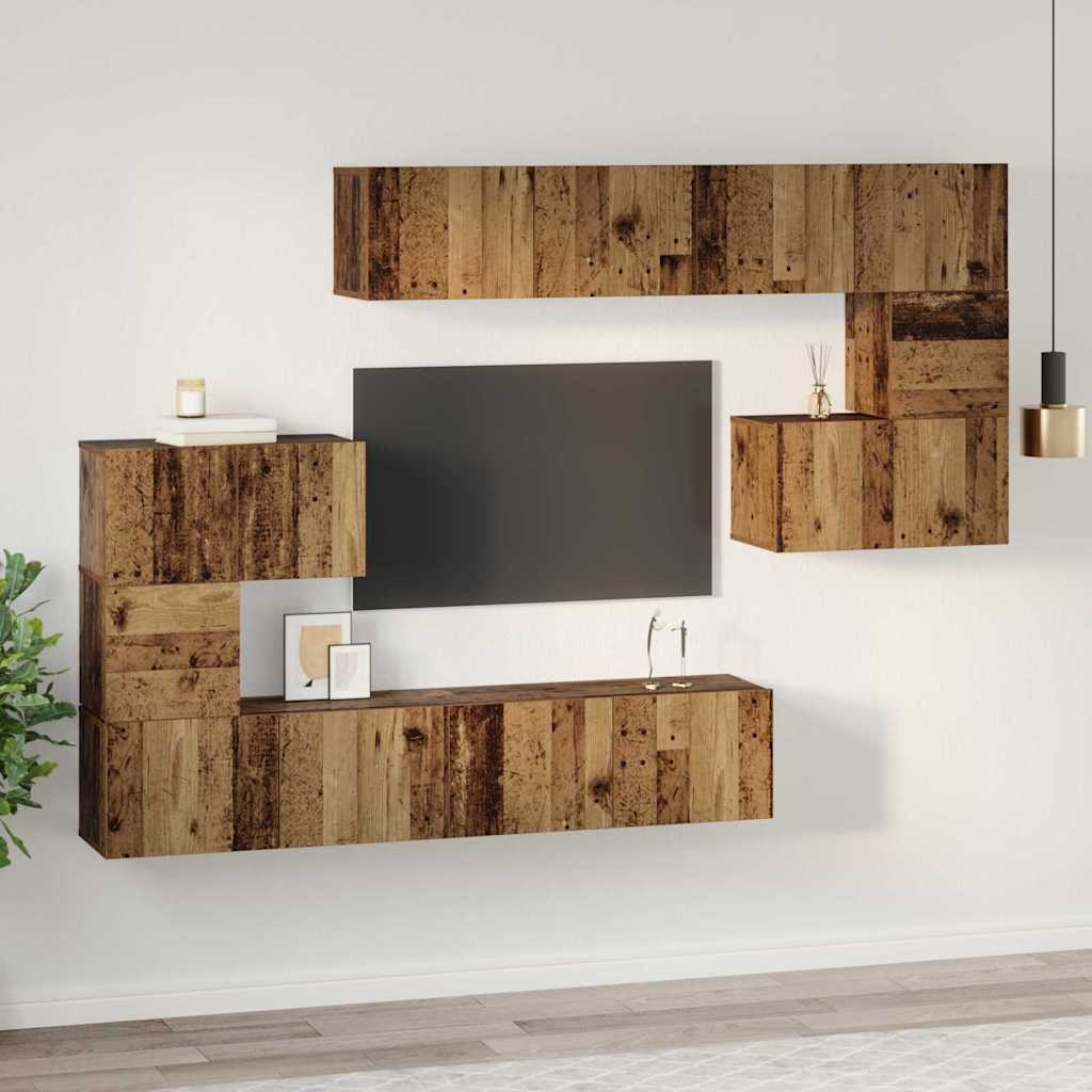 vidaXL Ensemble de meubles TV muraux 8 pcs Aggloméré en bois de récupération