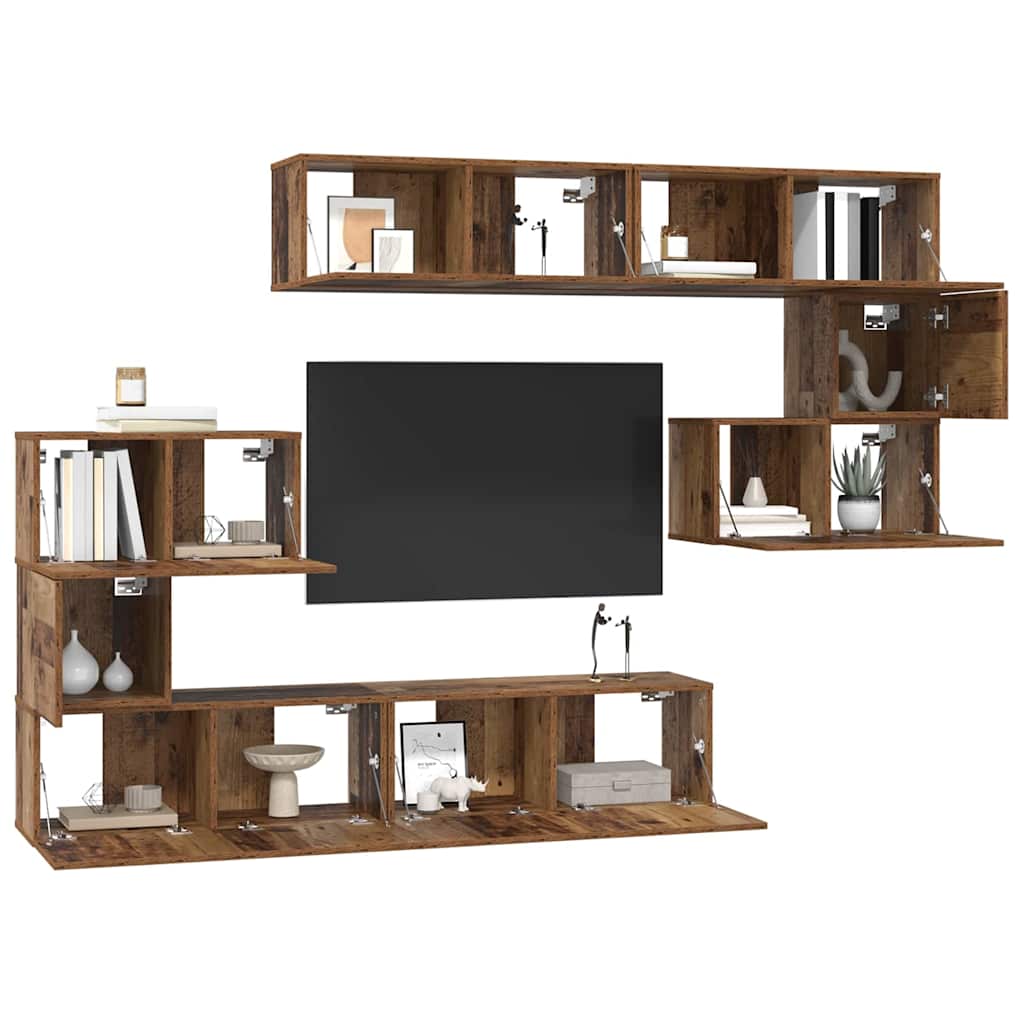 vidaXL Ensemble de meubles TV muraux 8 pcs Aggloméré en bois de récupération