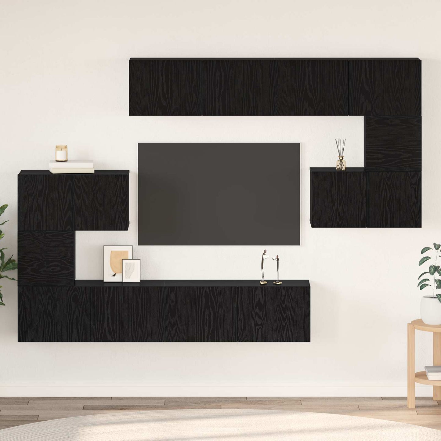 vidaXL TV-Schrankset 8 pcs Schwarz Eichen-Optik Holzwerkstoff