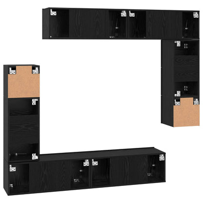 vidaXL TV-Schrankset 8 pcs Schwarz Eichen-Optik Holzwerkstoff