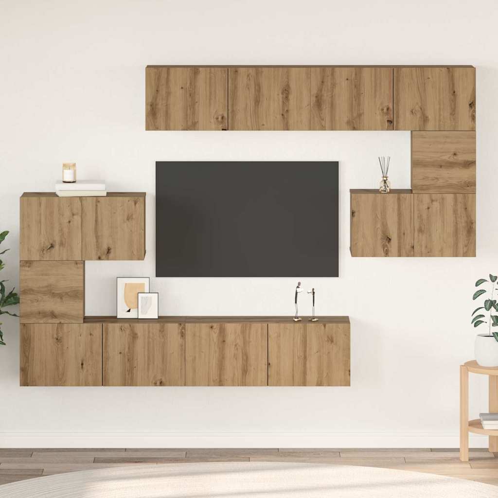vidaXL Meuble TV mural 8 pcs Chêne Artisan panneaux agglomérés