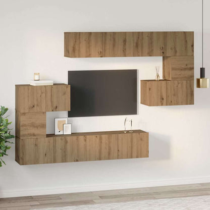 vidaXL Meuble TV mural 8 pcs Chêne Artisan panneaux agglomérés