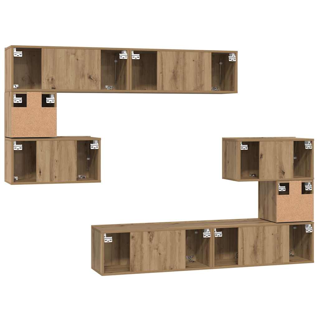 vidaXL Meuble TV mural 8 pcs Chêne Artisan panneaux agglomérés