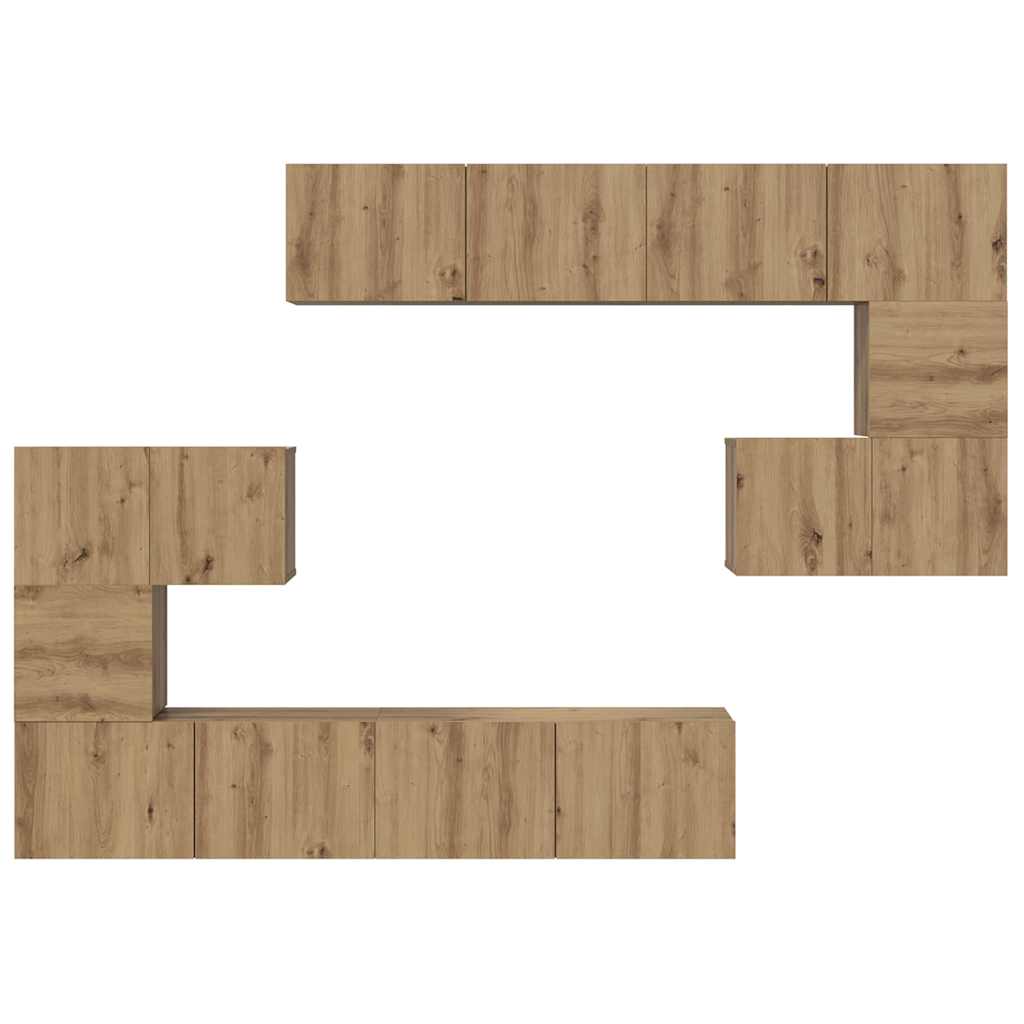 vidaXL Meuble TV mural 8 pcs Chêne Artisan panneaux agglomérés