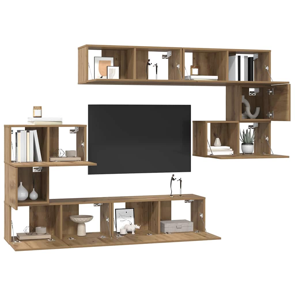 vidaXL Meuble TV mural 8 pcs Chêne Artisan panneaux agglomérés