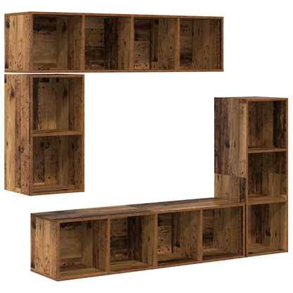 vidaXL TV-Schrankset Wandmontiert 4 pcs Altholz Holzwerkstoff