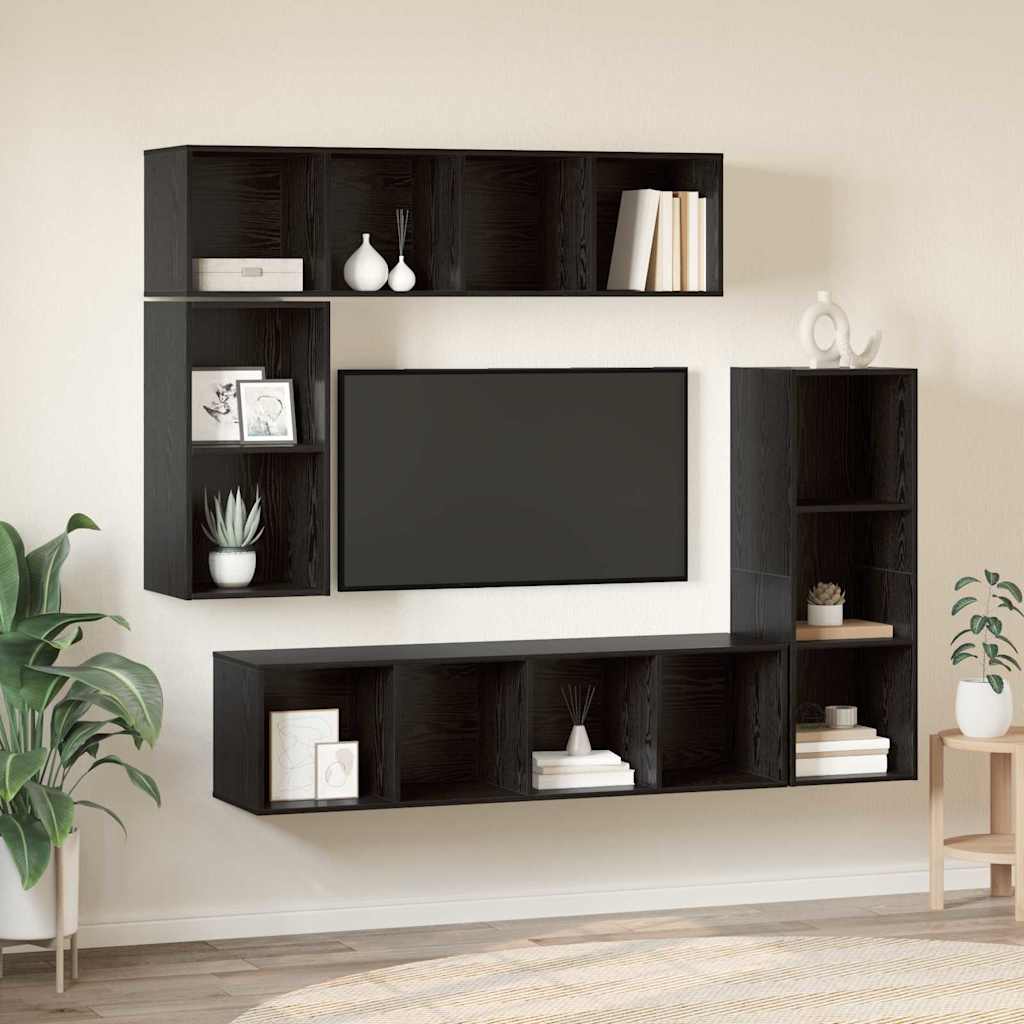 vidaXL TV-Schrankset 4 pcs Schwarz Eichen-Optik Holzwerkstoff