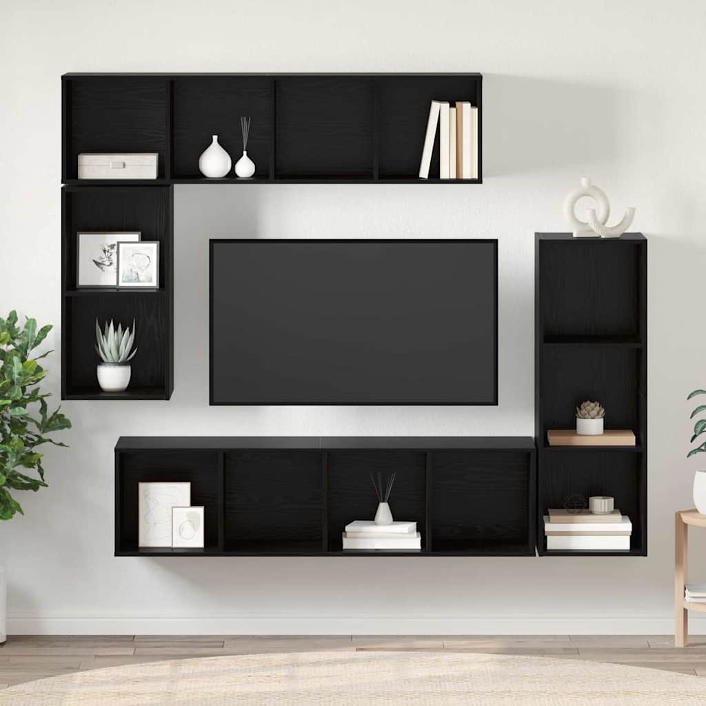 vidaXL TV-Schrankset 4 pcs Schwarz Eichen-Optik Holzwerkstoff