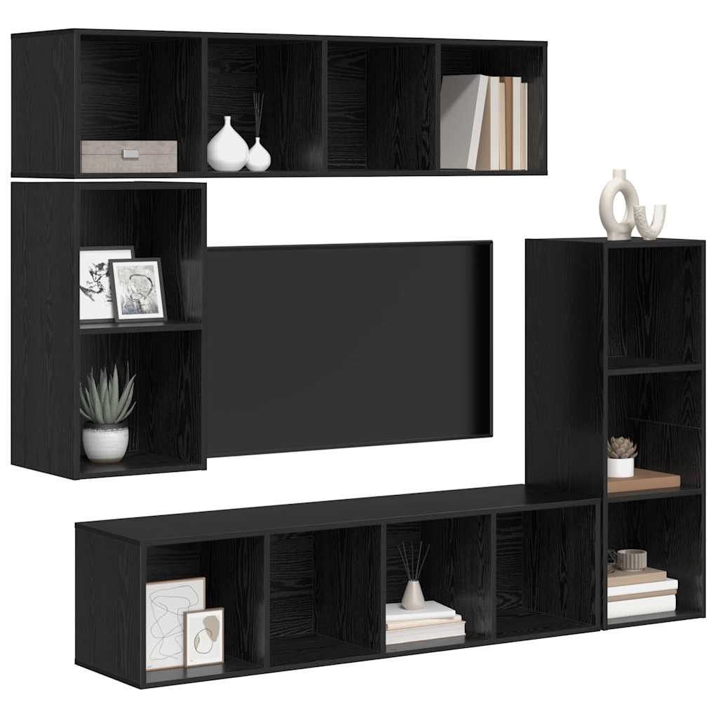 vidaXL TV-Schrankset 4 pcs Schwarz Eichen-Optik Holzwerkstoff