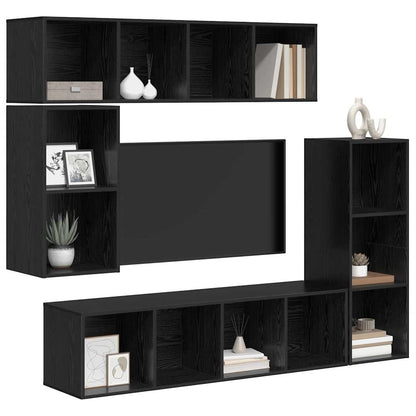 vidaXL TV-Schrankset 4 pcs Schwarz Eichen-Optik Holzwerkstoff