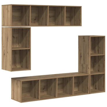 vidaXL TV-Schrankset Wandmontiert 4 pcs Artisan-Eiche Holzwerkstoff