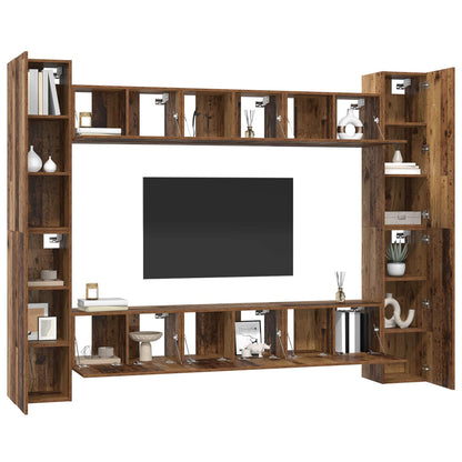 vidaXL Ensemble meuble TV 10 pcs Bois recyclé 30,5 x 30 x 90 cm Matériau à base de bois