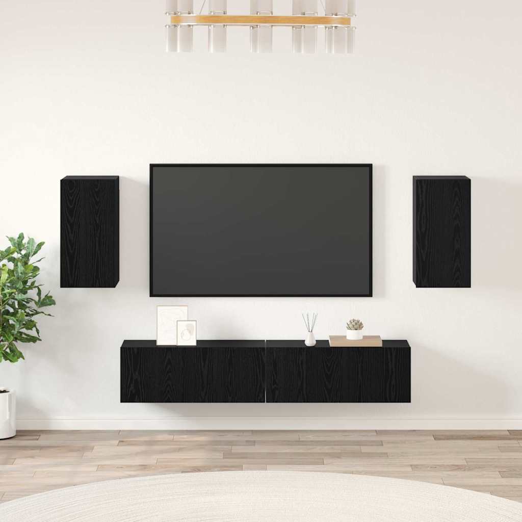 vidaXL TV-Schrankset 4 pcs Schwarz Eichen-Optik Holzwerkstoff