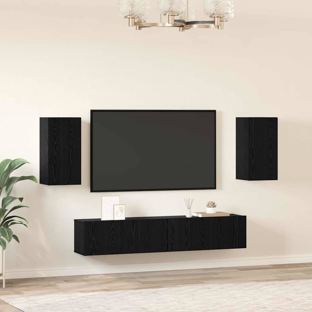vidaXL TV-Schrankset 4 pcs Schwarz Eichen-Optik Holzwerkstoff