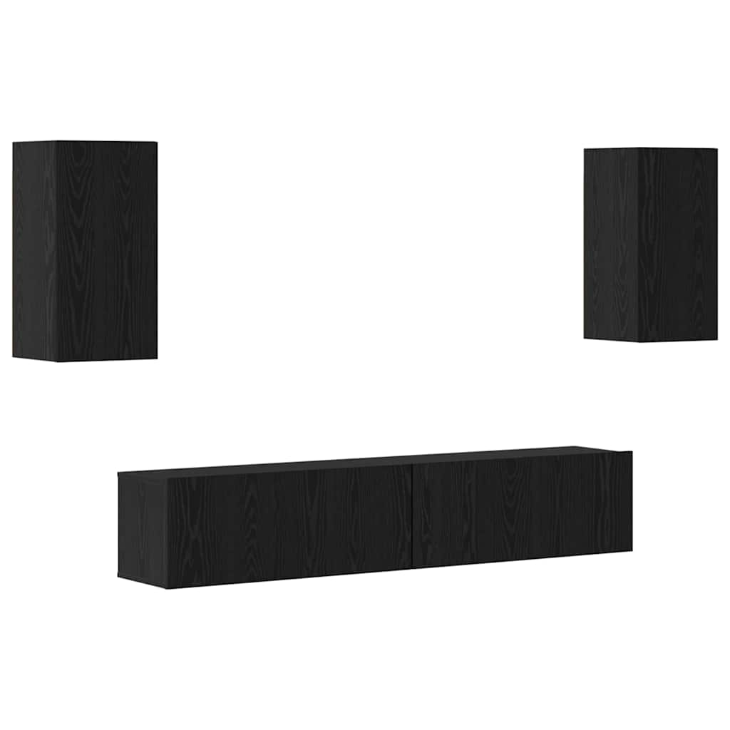 vidaXL TV-Schrankset 4 pcs Schwarz Eichen-Optik Holzwerkstoff