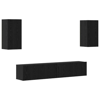 vidaXL TV-Schrankset 4 pcs Schwarz Eichen-Optik Holzwerkstoff
