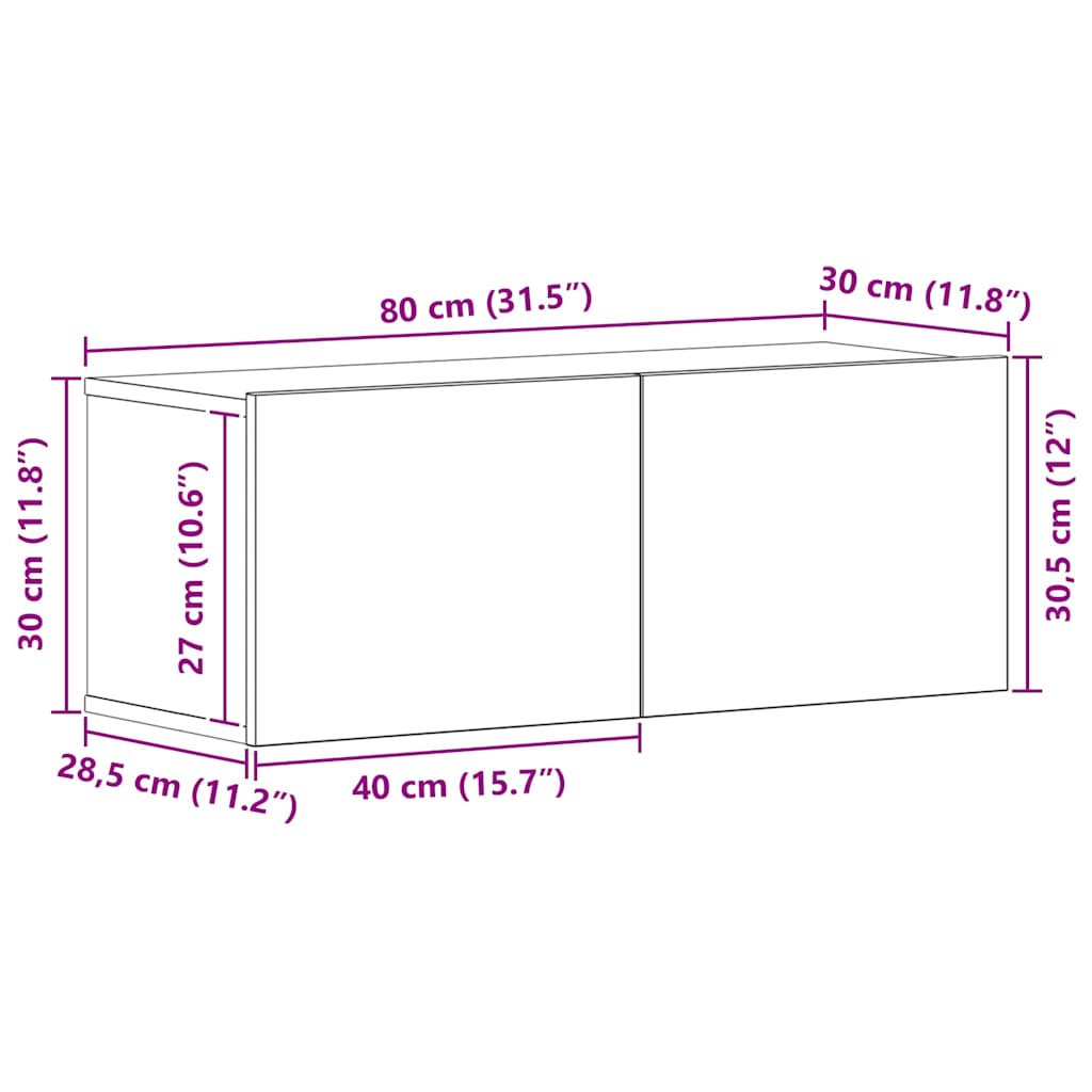 vidaXL TV-Schrankset 4 pcs Schwarz Eichen-Optik Holzwerkstoff