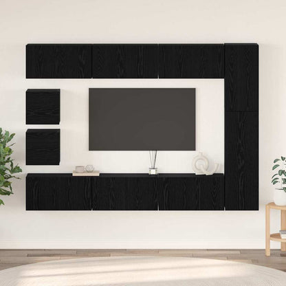 vidaXL TV-Schrankset 10 pcs Schwarz Eichen-Optik Holzwerkstoff