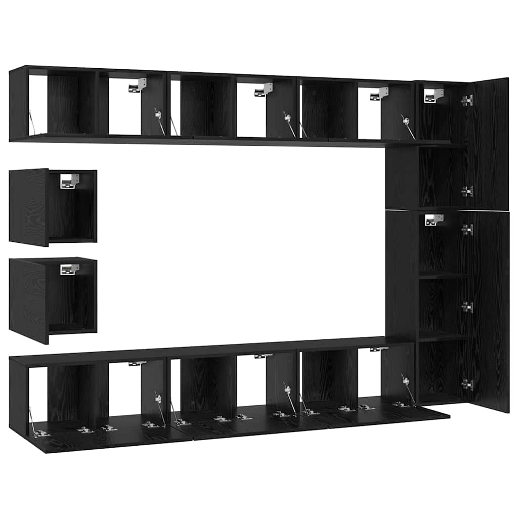 vidaXL TV-Schrankset 10 pcs Schwarz Eichen-Optik Holzwerkstoff