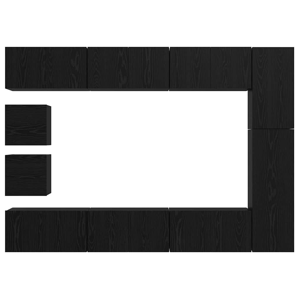 vidaXL TV-Schrankset 10 pcs Schwarz Eichen-Optik Holzwerkstoff