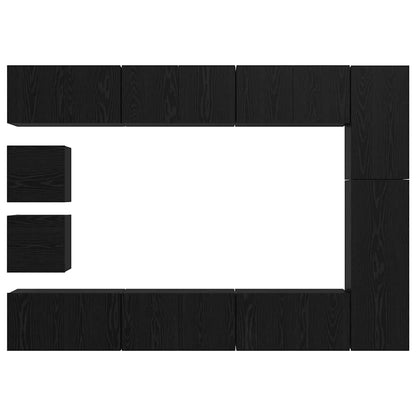 vidaXL TV-Schrankset 10 pcs Schwarz Eichen-Optik Holzwerkstoff