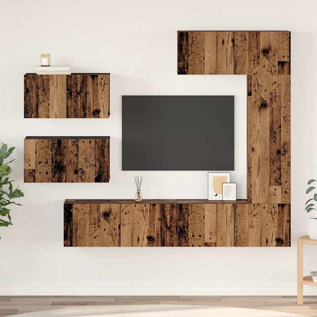 vidaXL Meuble TV mural 6 pcs Aggloméré effet vieux bois