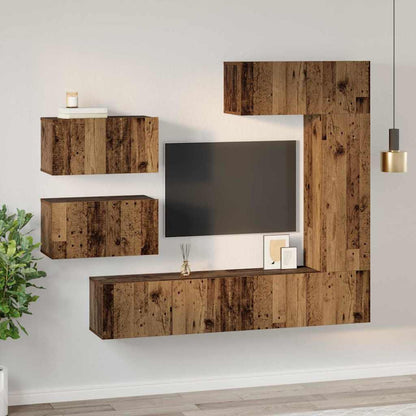 vidaXL Meuble TV mural 6 pcs Aggloméré effet vieux bois